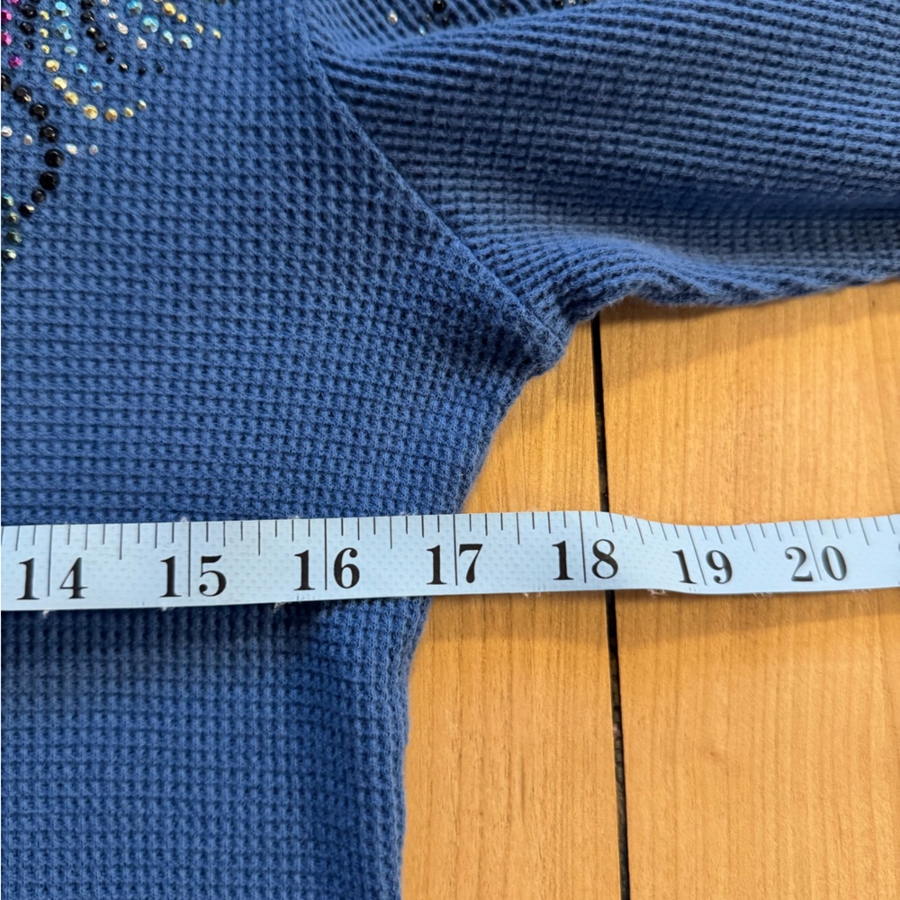Christine Alexander Cobalt Hooded Zip Sweater with Rhinestone Pull - Picture 7 of 9